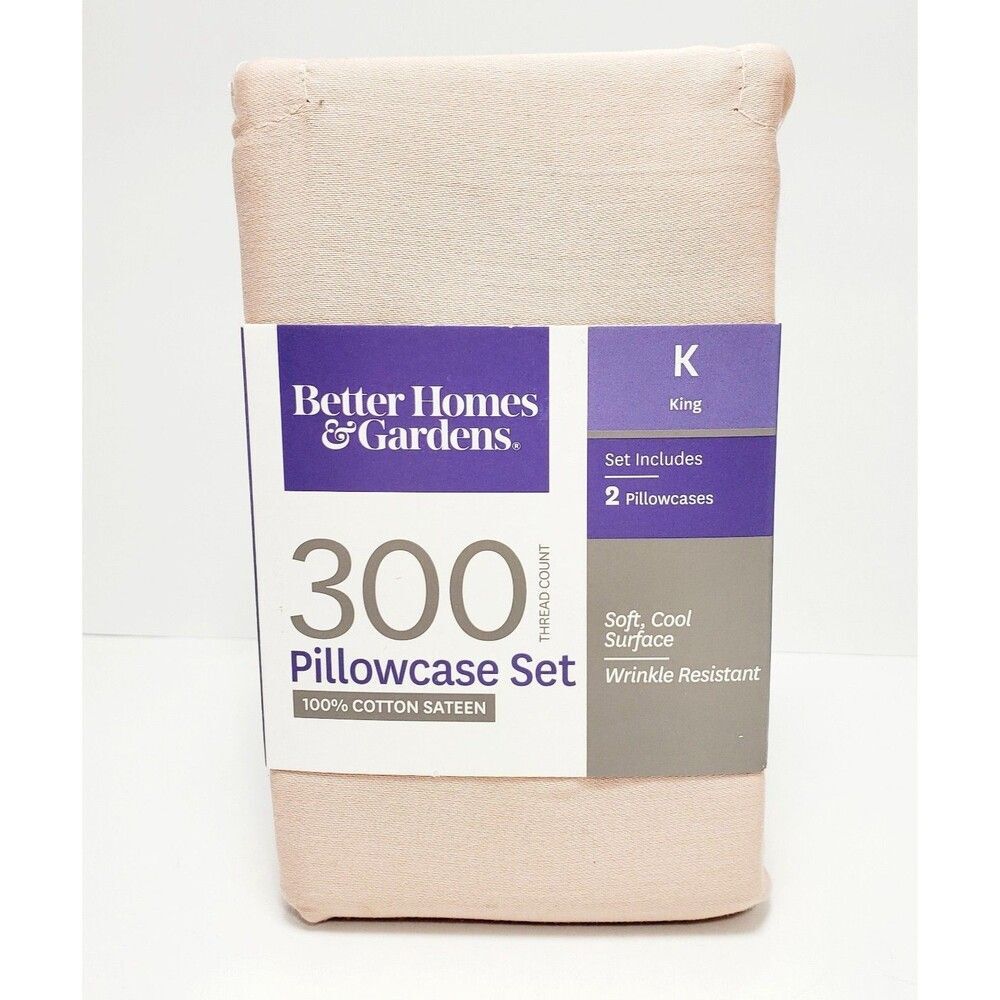 Better Homes & Gardens King Pillowcase Set 100% Cotton 300 Thread Count New